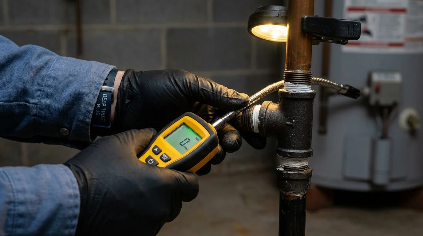 Gas leak detection with electronic sniffer by Johns Plumbing LLC in North Wilkesboro