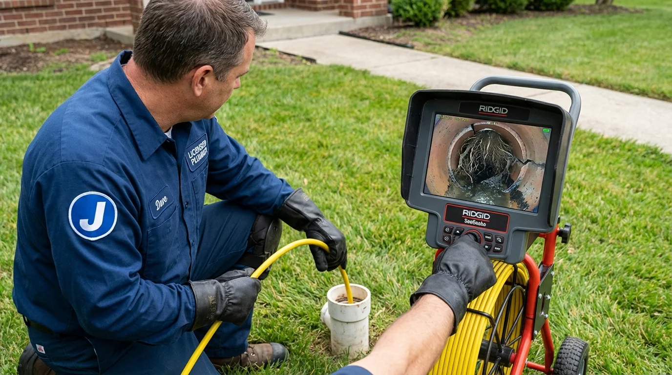 Sewer camera inspection being performed by Johns Plumbing LLC in North Wilkesboro